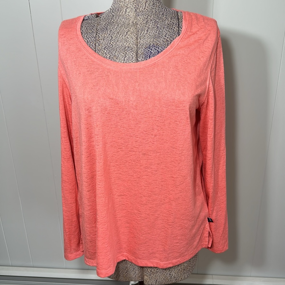 GAP Womens Large Salmon Long Sleeve Blouse Crew Neck